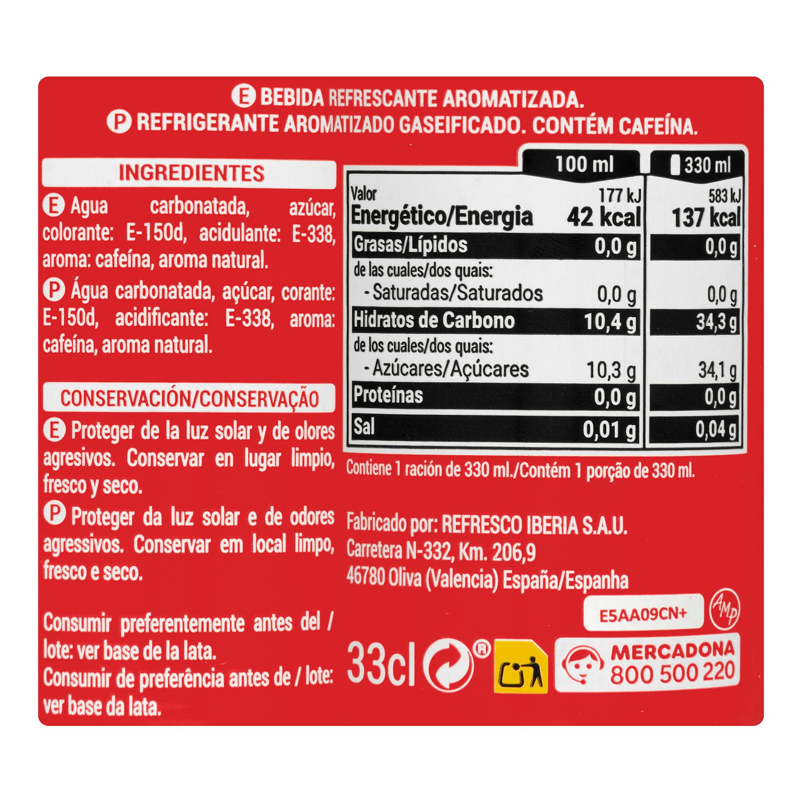 Boisson gazeuse au cola Hacendado