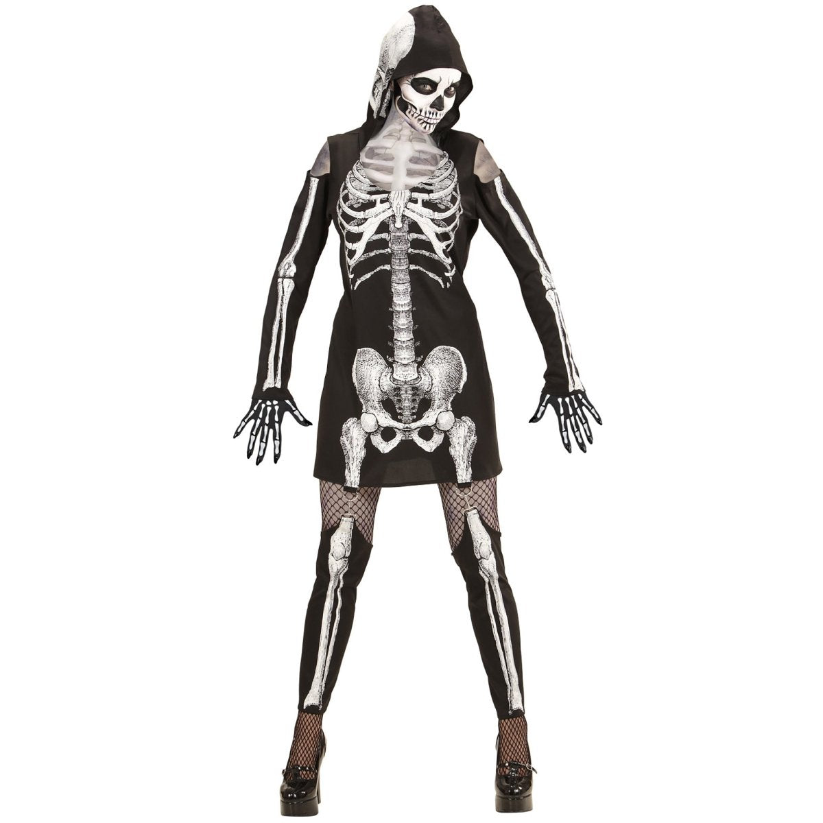 Halloween Jurk Dames Skelet Met Capuchon