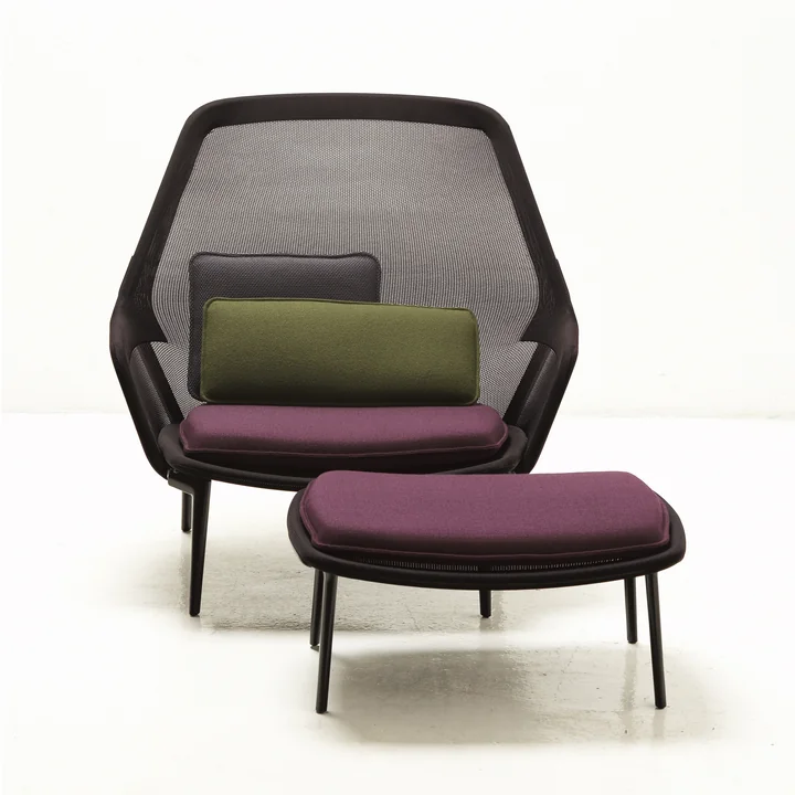 Vitra - Slow Chair, Beschichtet chocolate / Tricot braun / Kunststoffgleiter