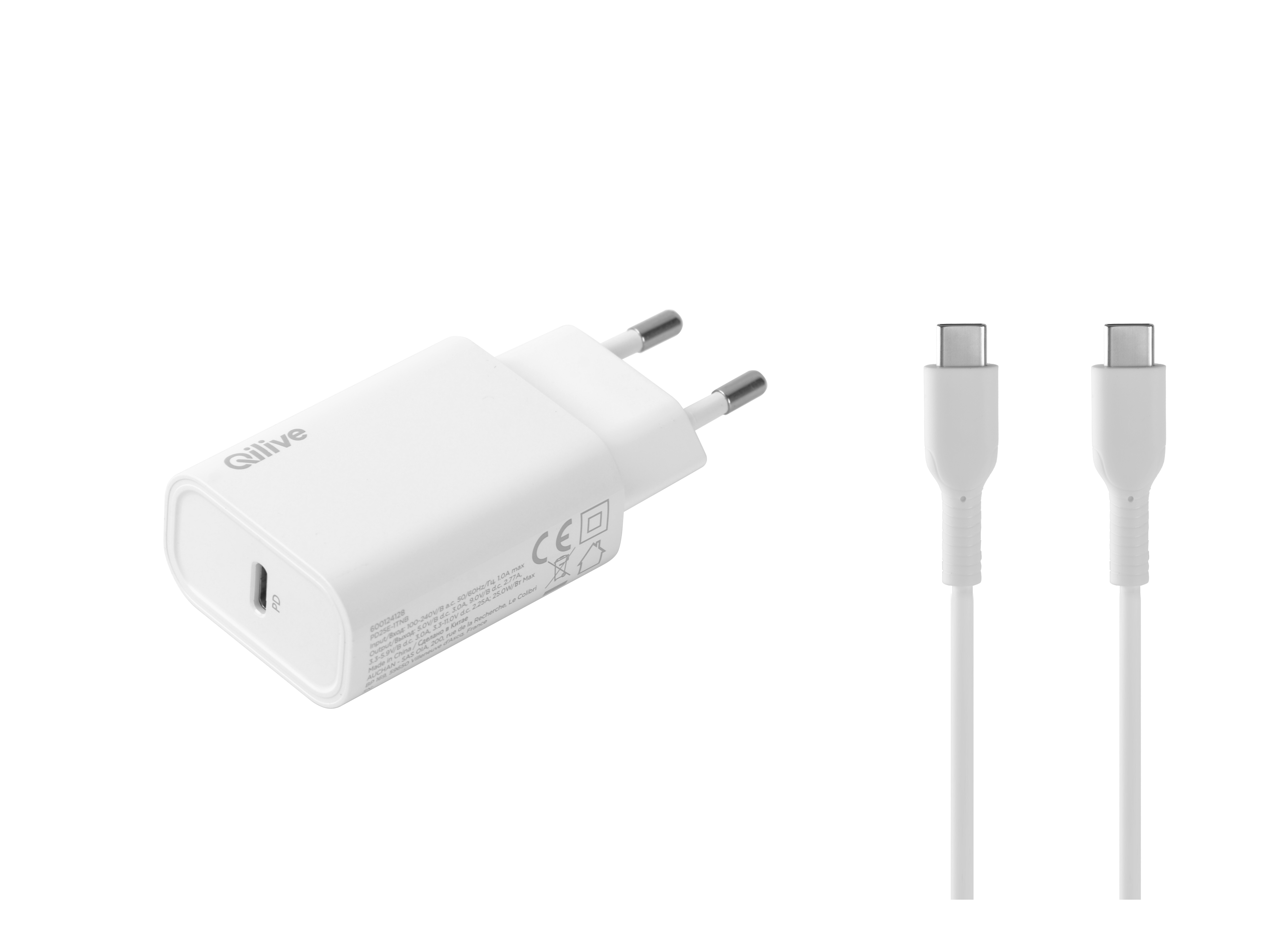 CARREGADOR USB-C PD 25W QILIVE 600124173 USB-C 1.2M 3A BR