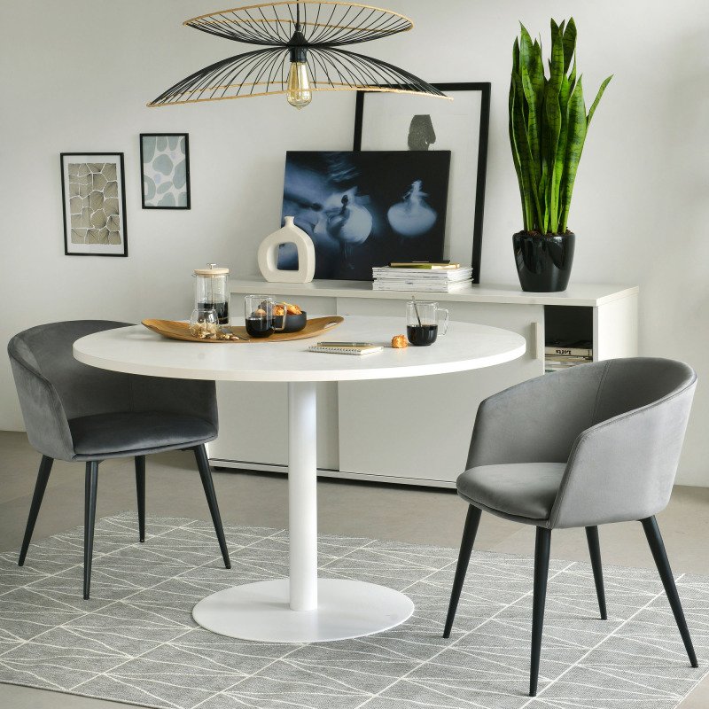 Table ronde plateau diamètre 120 cm Intuitiv pied colonne métal