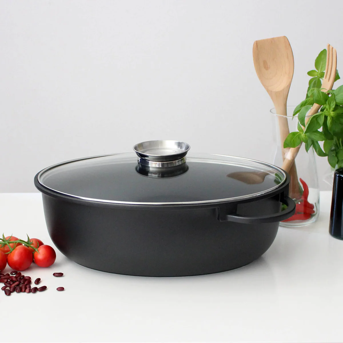 Faitout ovale en fonte d'aluminium avec couvercle 38 x 25 cm Alucast E
