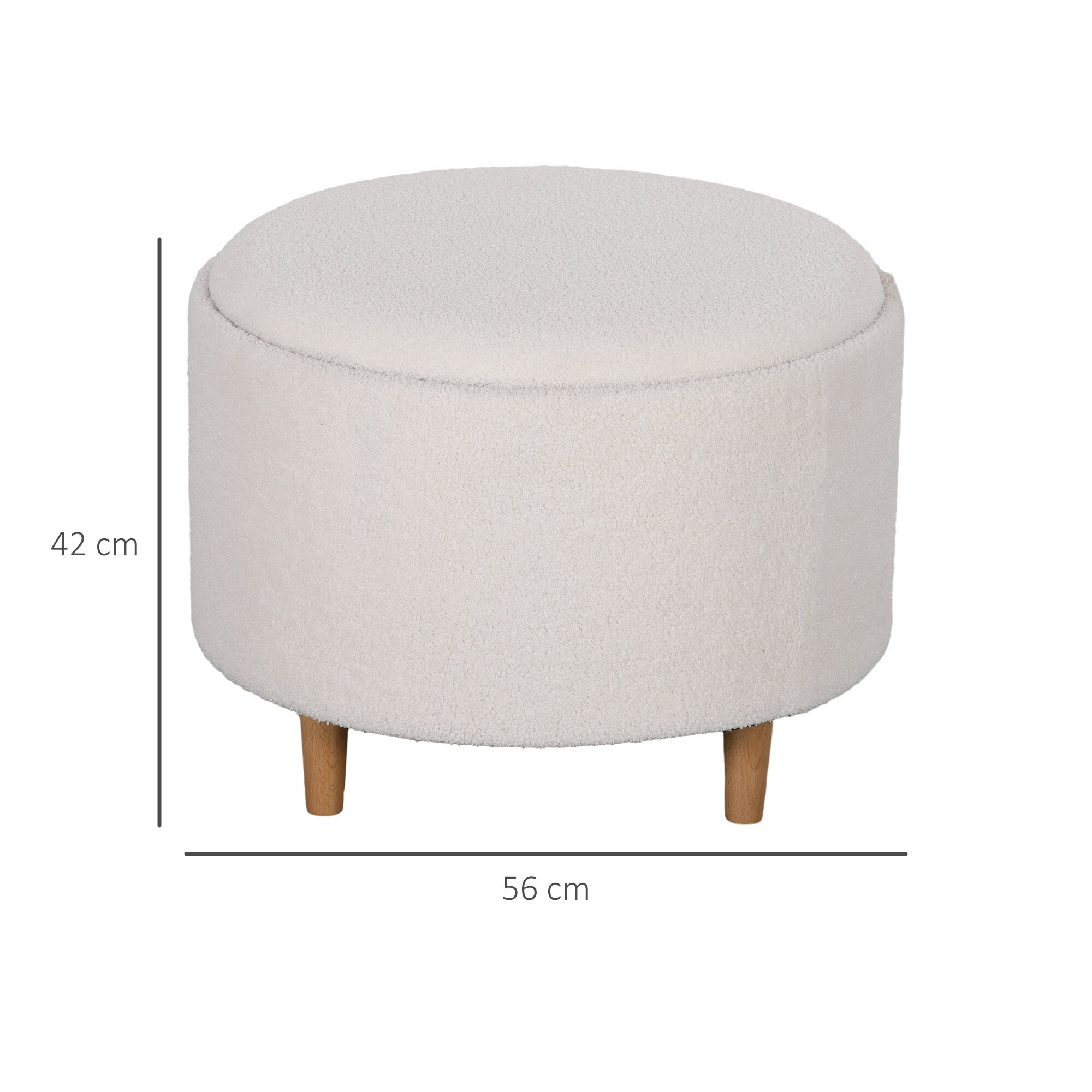 HOMCOM Polsterhocker mit Stauraum weiß 56L x 56L x 42Hcm
