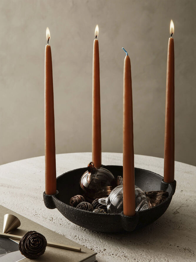 ferm LIVING Bowl Candle Holder - L - Ceramic Da Dark grey