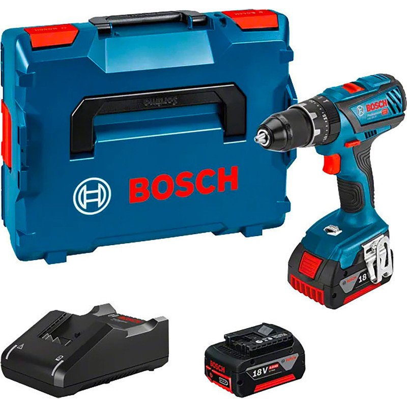 Perceuse à percussion Bosch Professional GSB 18V-28 + 2 batteries GBA 4,0Ah + Chargeur GAL 18V-20 L