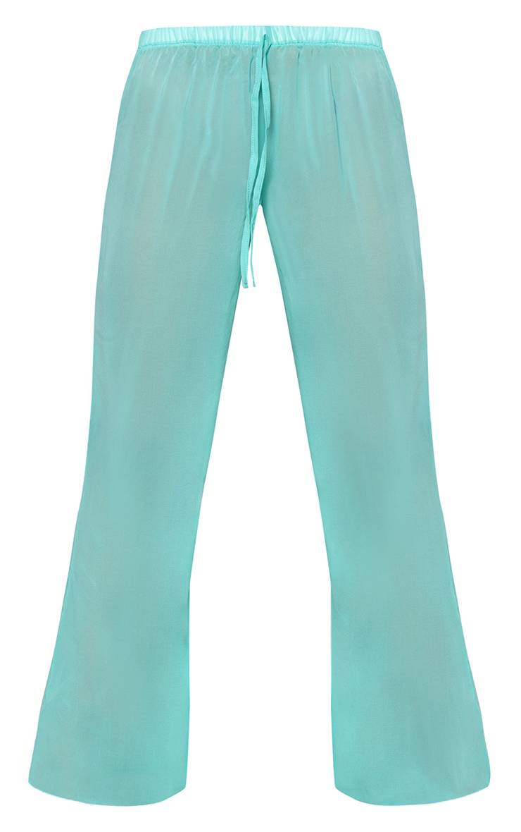 Aqua Blue Pantalon Large En Mousseline Ensemble Coordonné