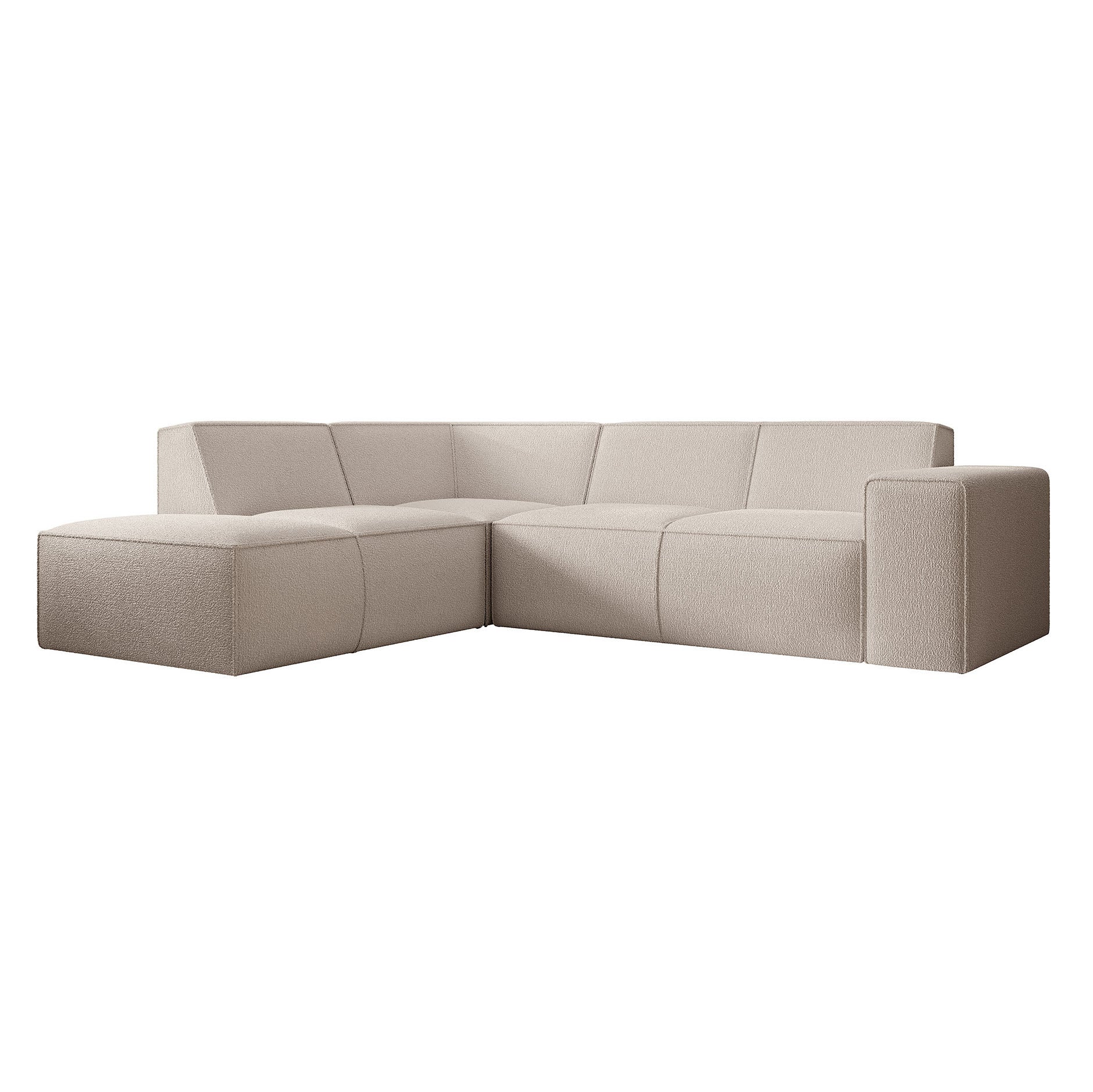 Monet - Hoekbank 4-zits met chaise longue - Teddystof beige - Links