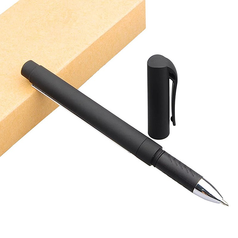 Schummel Kugelschreiber Spickstift mit Einziehbarer Blatt Lasche Spickzettel Kuli - Schwarz