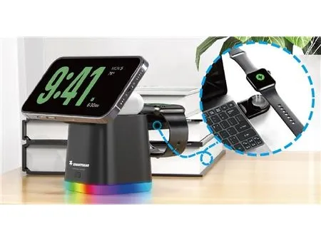 ZMARTGEAR 4-i-1 Desktop Trådløs Opladningsstation Forenkel din opladningsrutine og opgrader med en 4-i-1 trådløs opladningsstation.