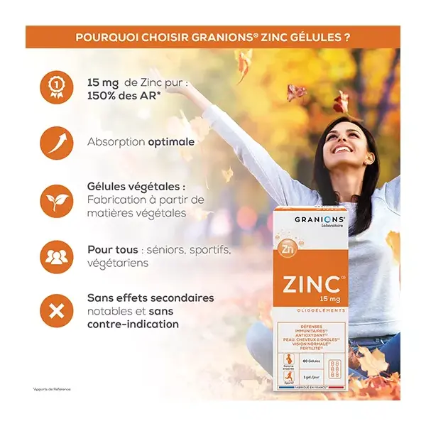 Granions Zinc 15mg 60 gélules