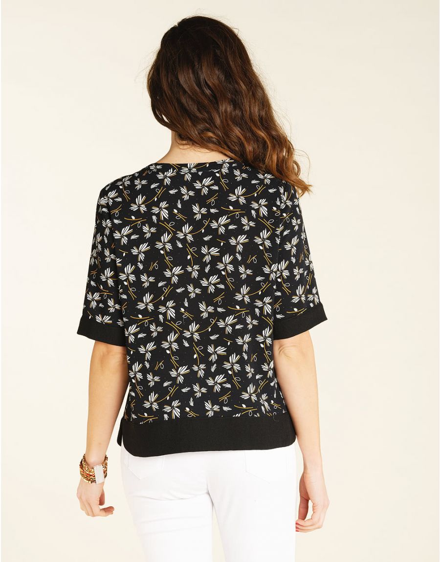 Blouse imprimée noire