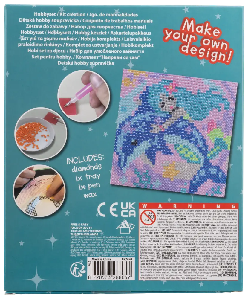 Paint by Diamonds lærred 17 x 17 cm - Pink