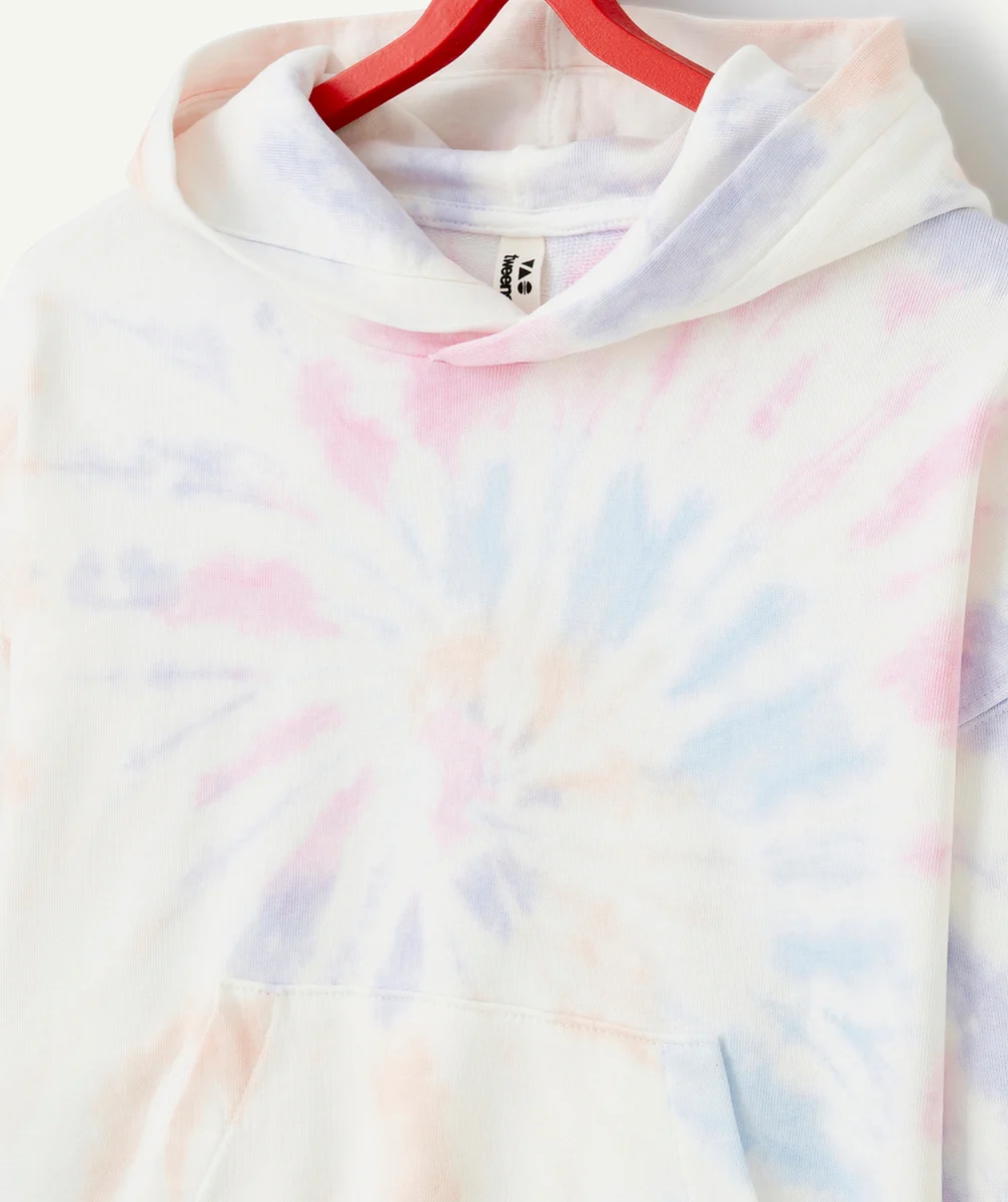 sweat à capuche fille en coton bio tie and dye