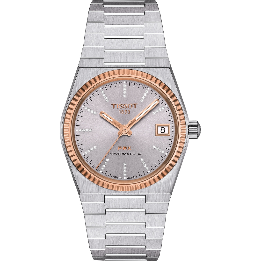 Tissot PRX 35 Powermatic 80 Silbrig / 18 Karat Roségold
