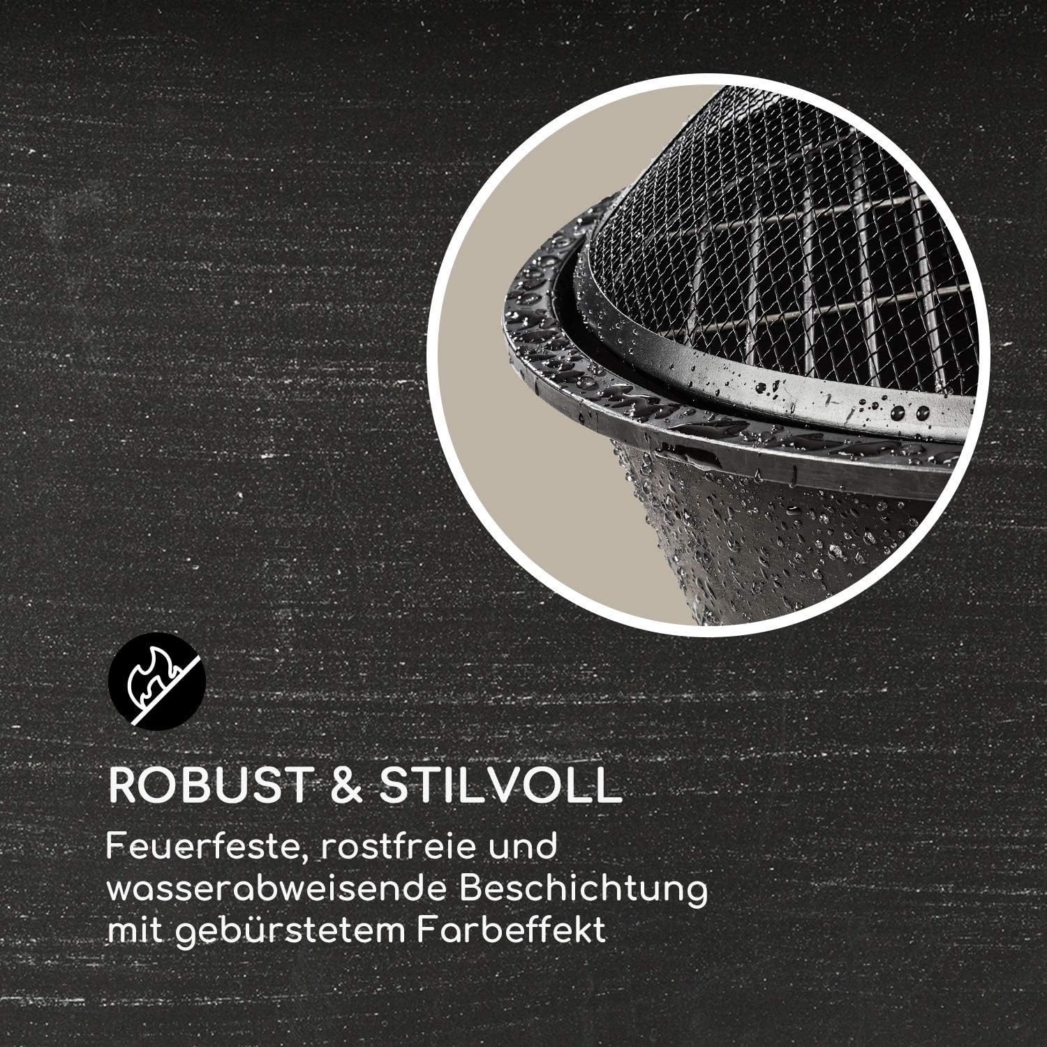Blumfeldt 2-in-1 Feuerschale - Feuerschale für den Garten mit Edelstahl-Grillrost, Feuerschalen FireView Concept, Funkenschutz, Trageringe, Schürhaken & Grillrost, Stil: Nolana, schwarz