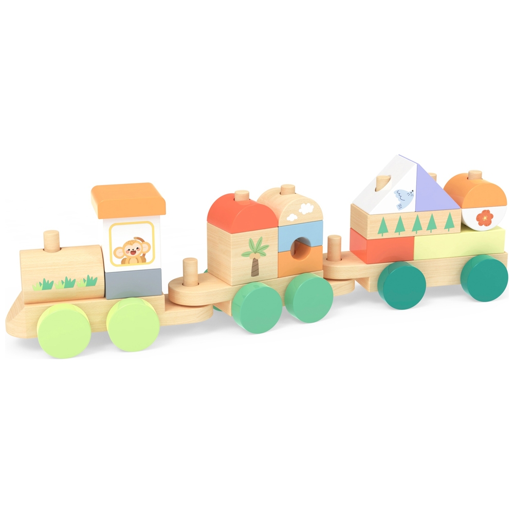 Eichhörnchen-Spiel-Safari-Holz-Stapelzug-Set