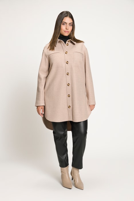 Flanell-Shaket, Shirtjacke, Oversized, Hemdkragen, Langarm