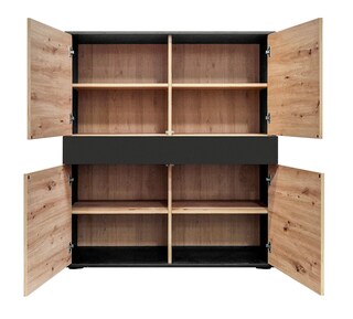 Highboard JOHN 120 x 120 cm Schwarz/ Eiche Artisan Oak