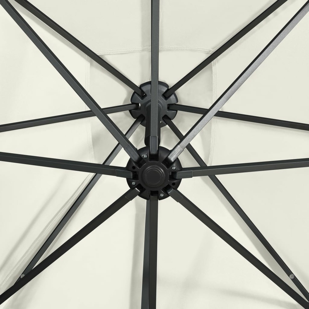 Parasol meuble de jardin déporté avec mât et lumières led 300 cm sable