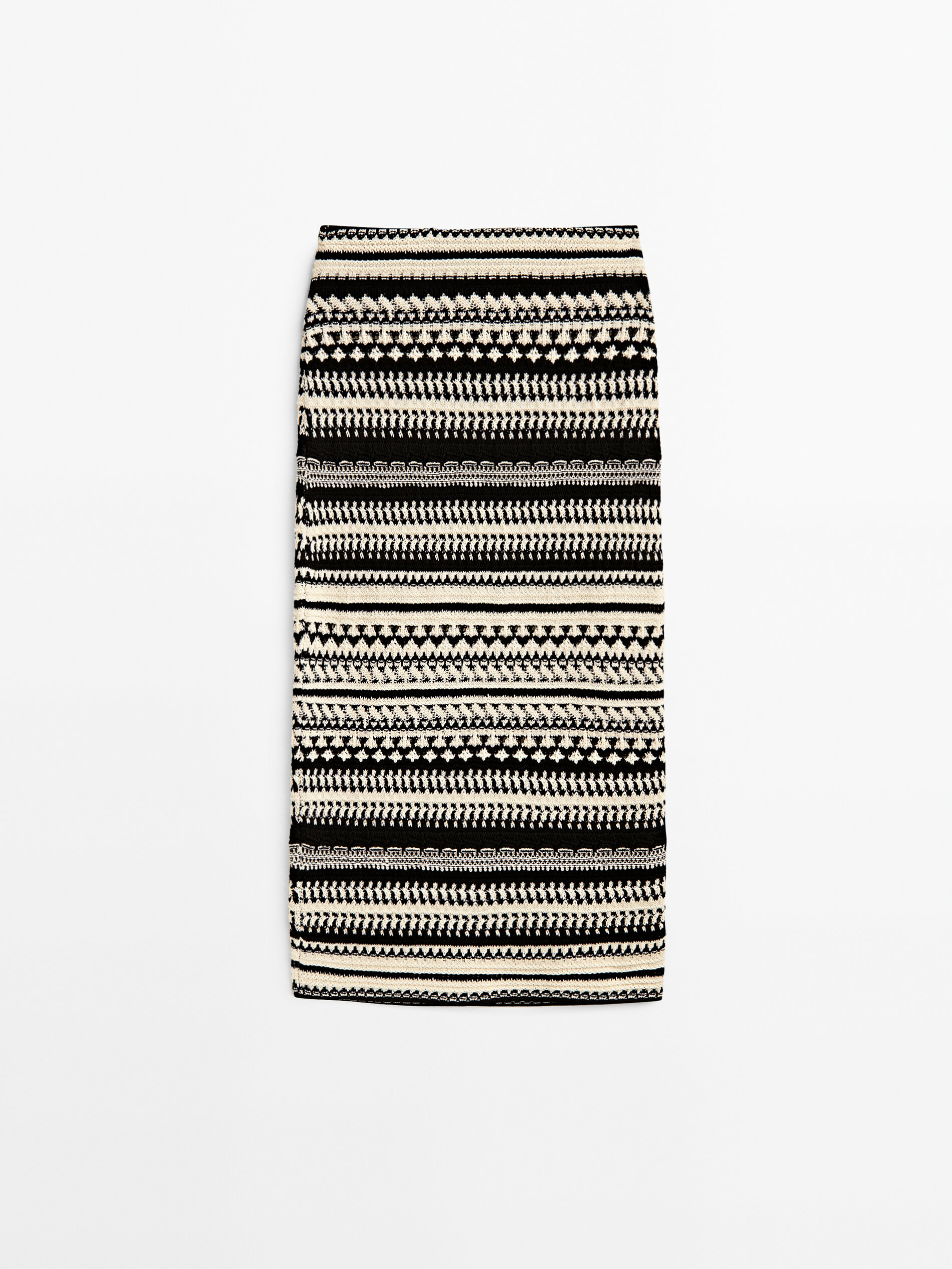 Saia midi em malha jacquard - RAW