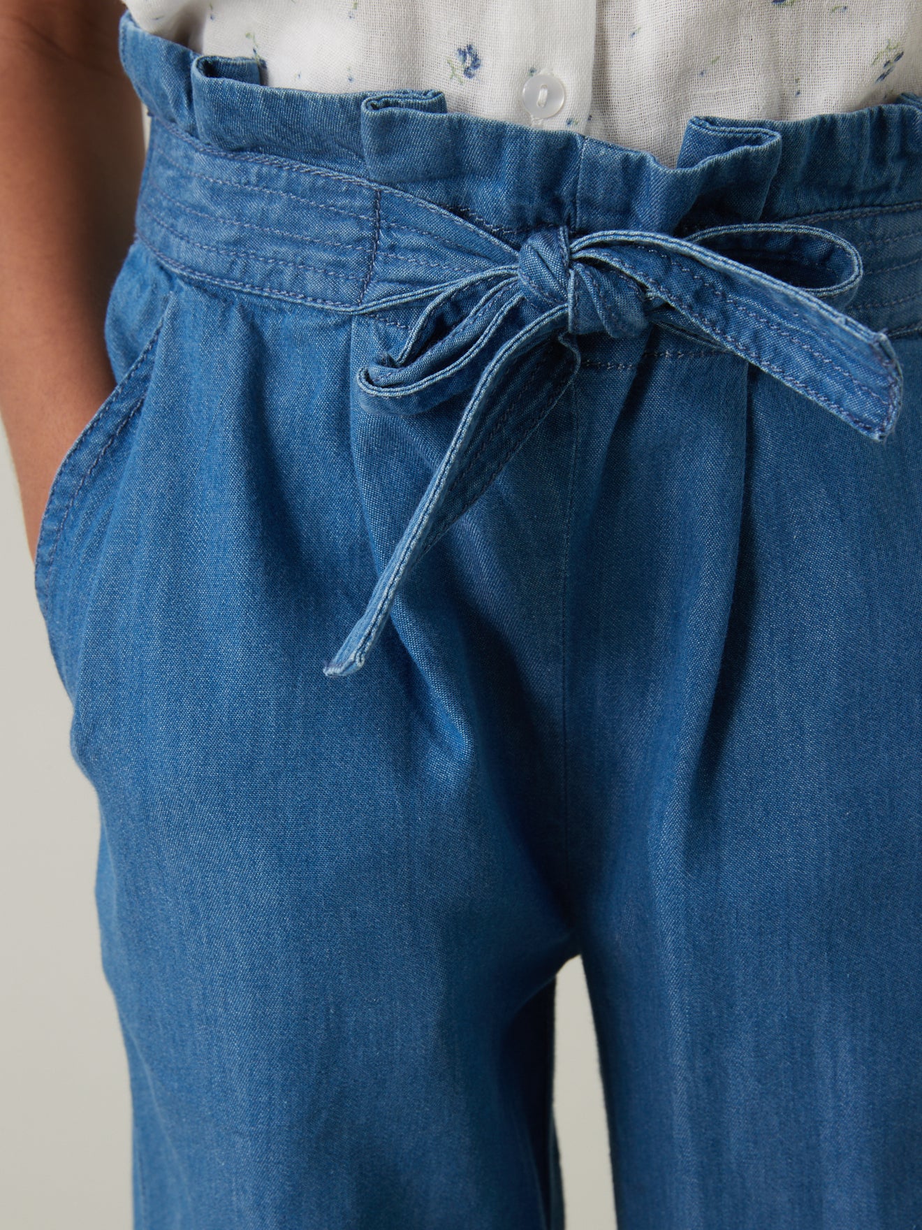 Pantalon large Fille en denim light