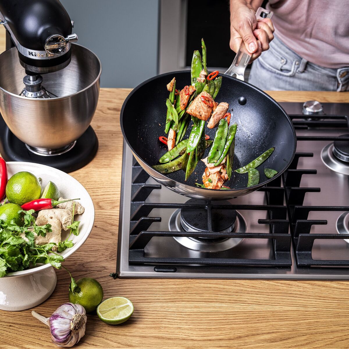 Wok 28 cm, rustfritt stål