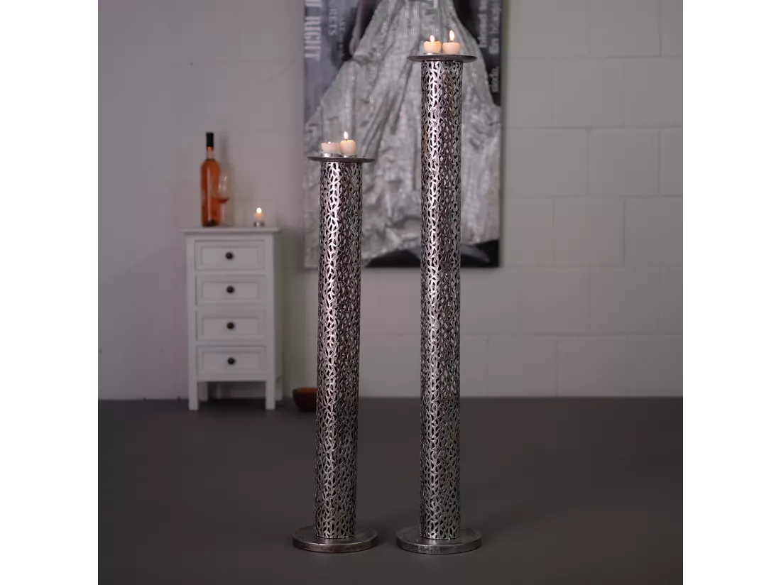 CHANDELIER Ensemble de 2 éternels 100/80 cm, métal argent antique