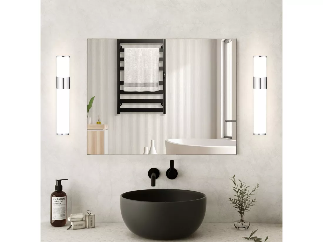 NETTLIFE Applique LED salle de bain，Lot de 2，Lampe de miroir de salle de bain à LED - Chrome moderne 6W 30CM étanche IP44 blanc neutre 4000K