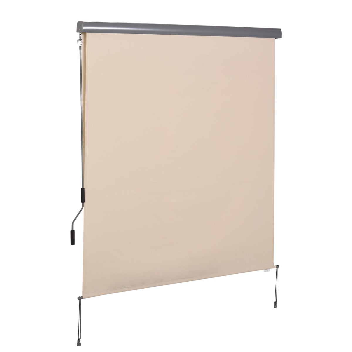Outsunny verticale zonwering, verticale zonwering met handzwengel, 250 x 160 cm, polyester doek + aluminium, crèmewit