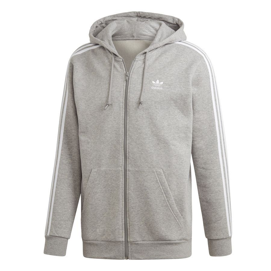 adidas Originals Sweat à Capuche 3-Stripes FZ - Gris/Blanc