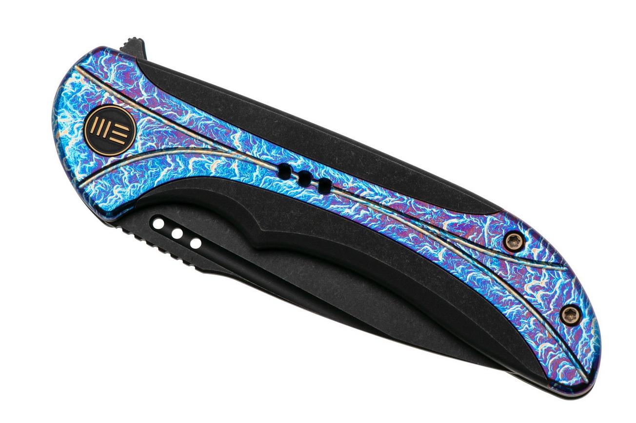 WE Knife Equivik WE23020-2 Blackwashed CPM 20CV, Black Titanium, Flamed Titanium zakmes