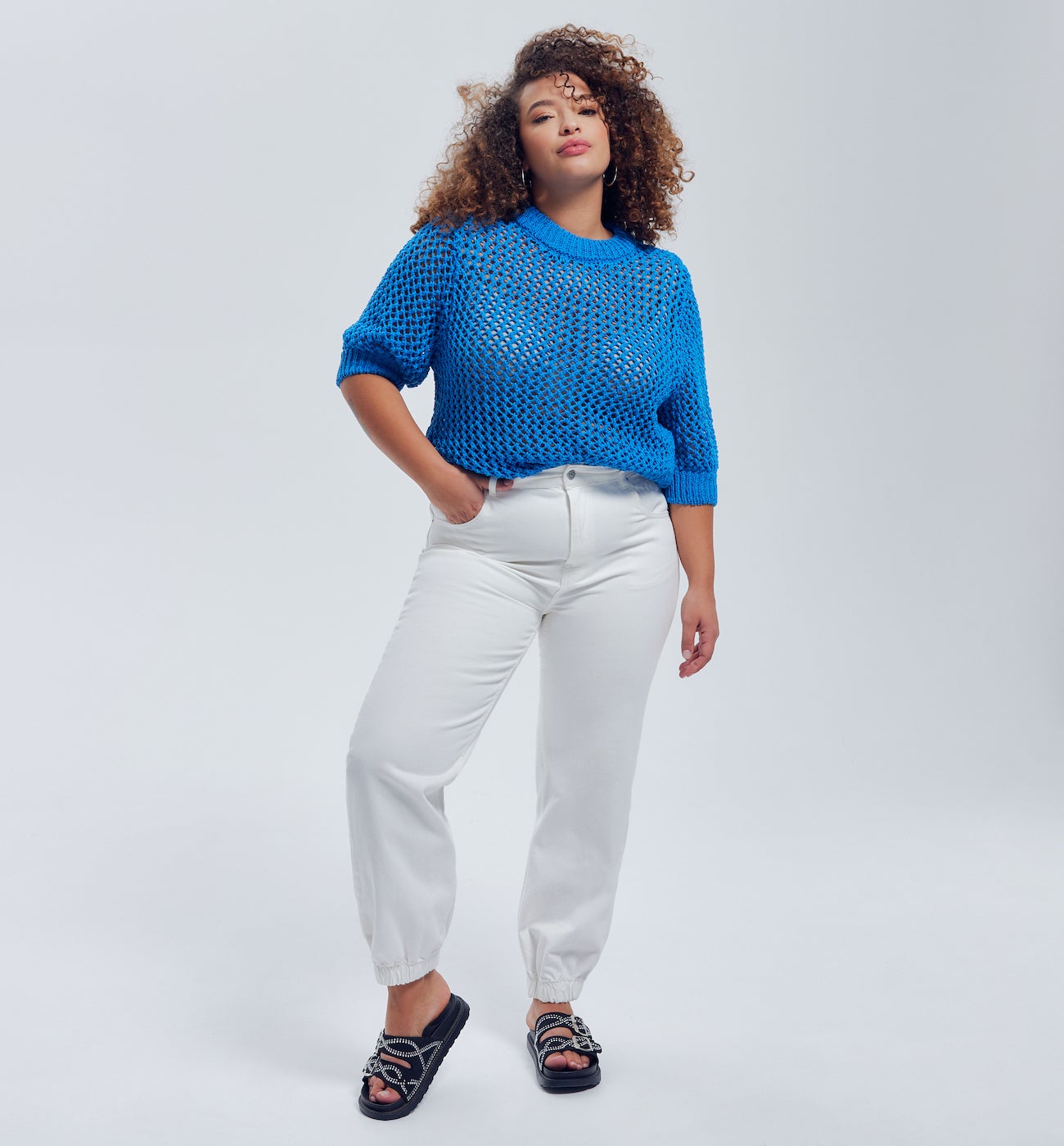 Jogpant en toile unie Femme - Blanc