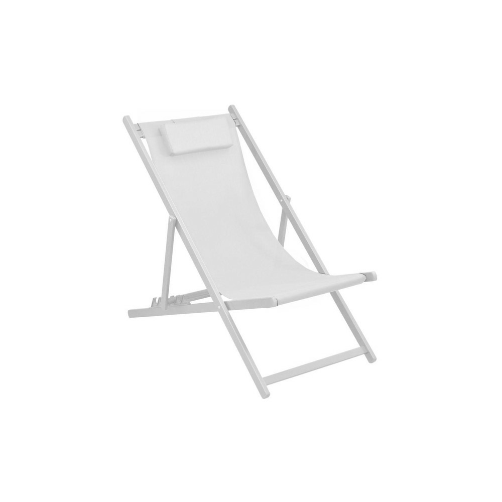 Lot de 2 chiliennes pliantes linéa en aluminium - toile tpep - blanc