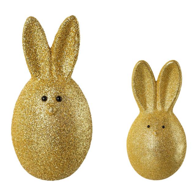 Hase glitzernd, 2er Set, 13 und 19 cm Höhe