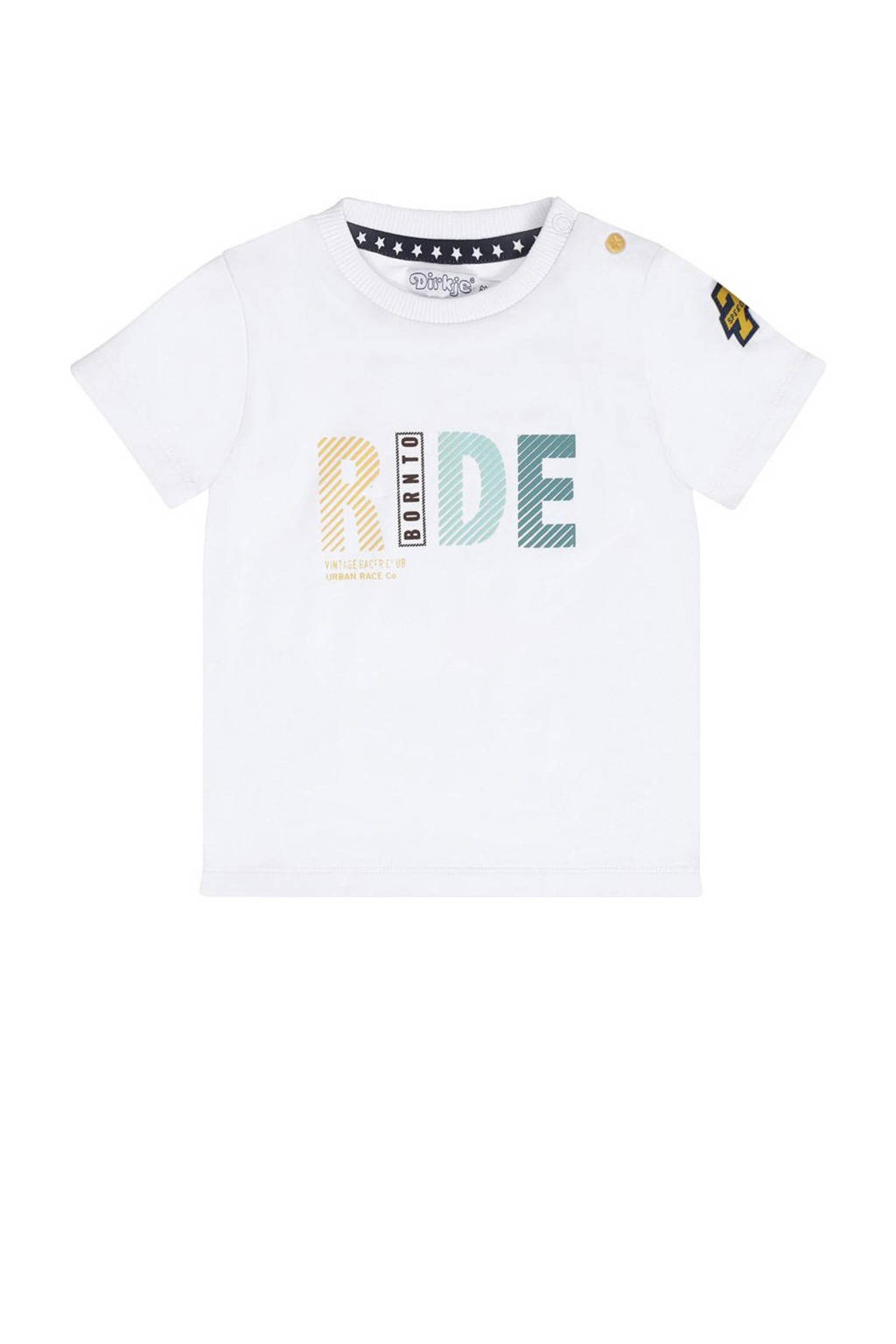 Dirkje T-shirt T-shirt ss met tekst wit