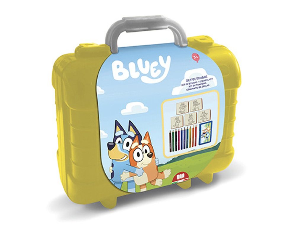MALA ATIVIDADES BLUEY COM CARIMBOS LAPIS BLOCO NOTAS