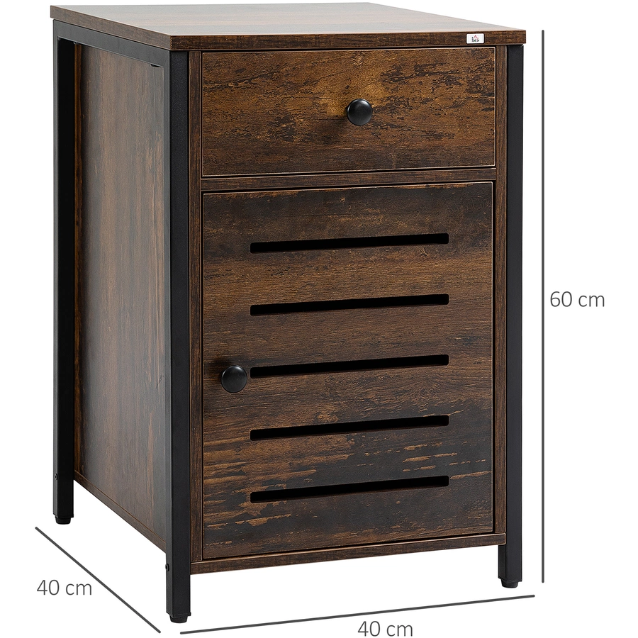 HOMCOM Nachttischschrank mit Schublade braun