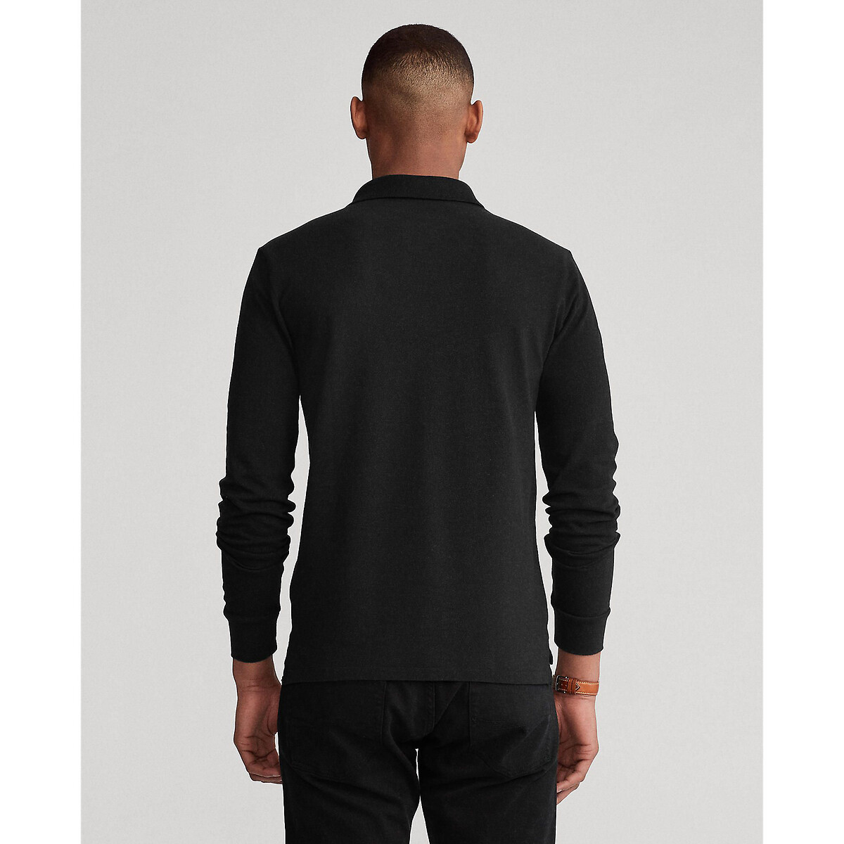 POLO RALPH LAUREN<br>Polo de manga comprida com corte justo em piqué