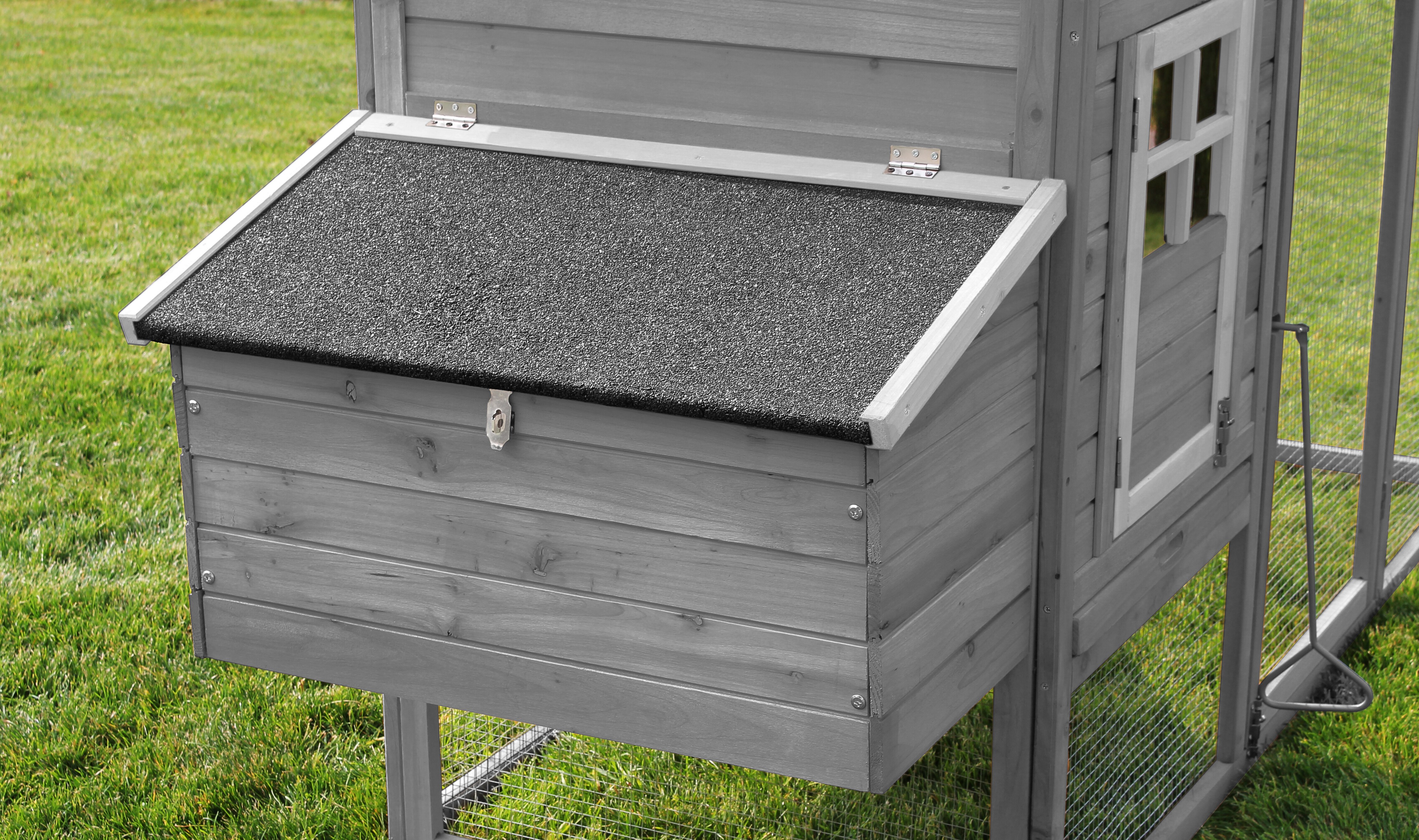 MyAnimal Hühnerstall für 4 Hühner MH-04 mit Eiablage, wasserabweisendes Dach, schutzimprägniert (Grau)