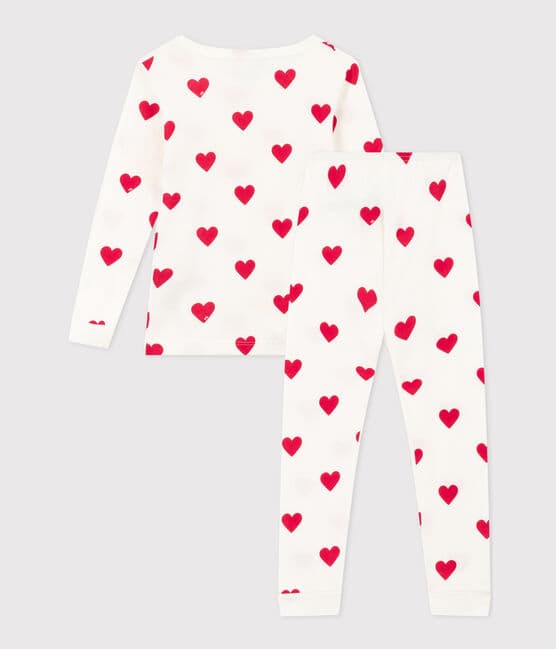 Pyjama ajusté coeurs en coton petite fille