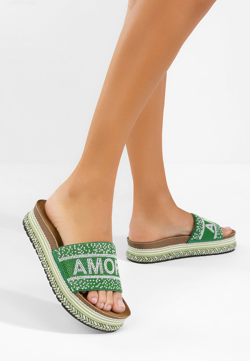 Mules à plateforme vert Alezia