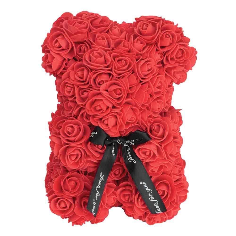 Ourson déco en roses artificielles