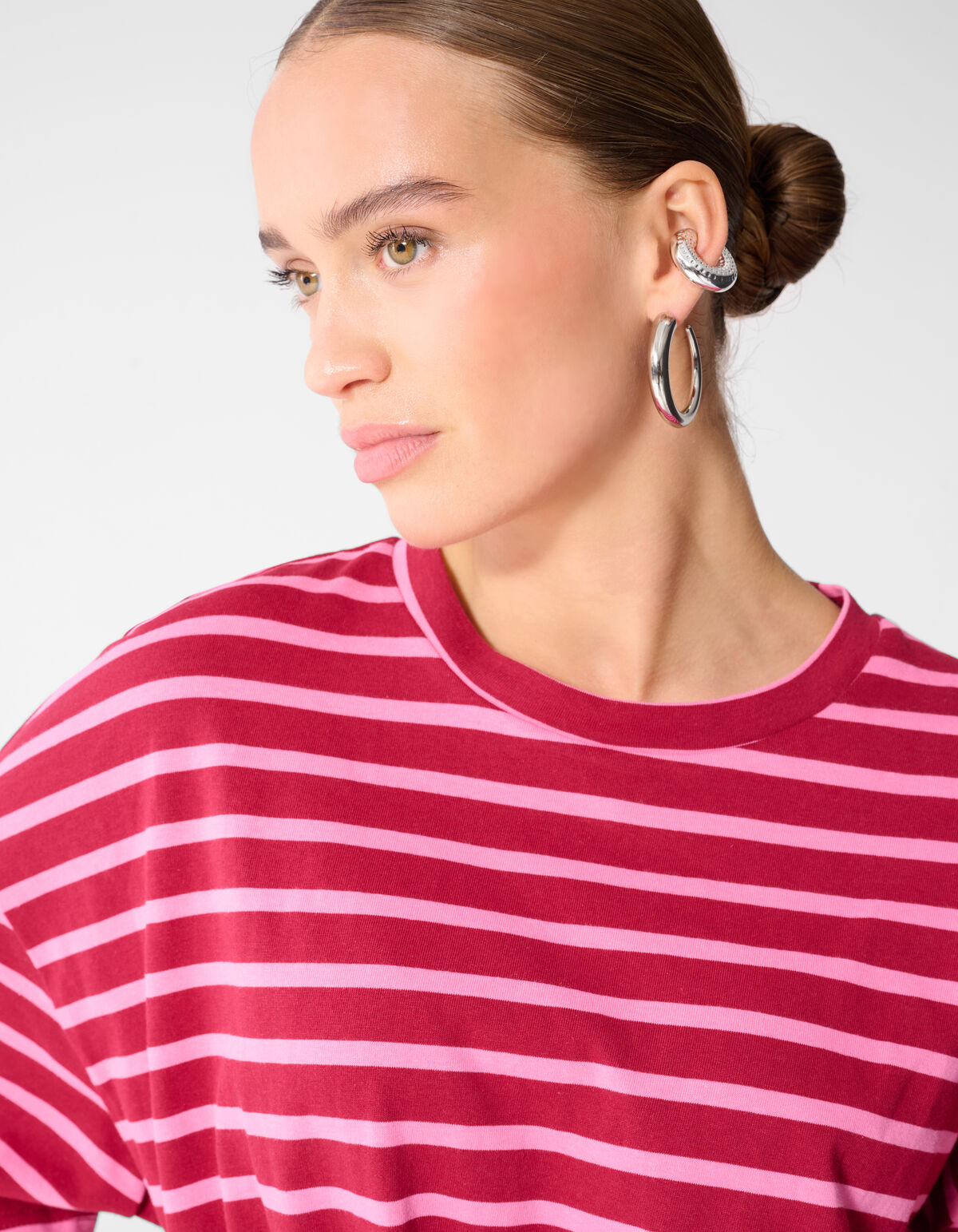 Scarf Striped T-shirt Roze/Rood