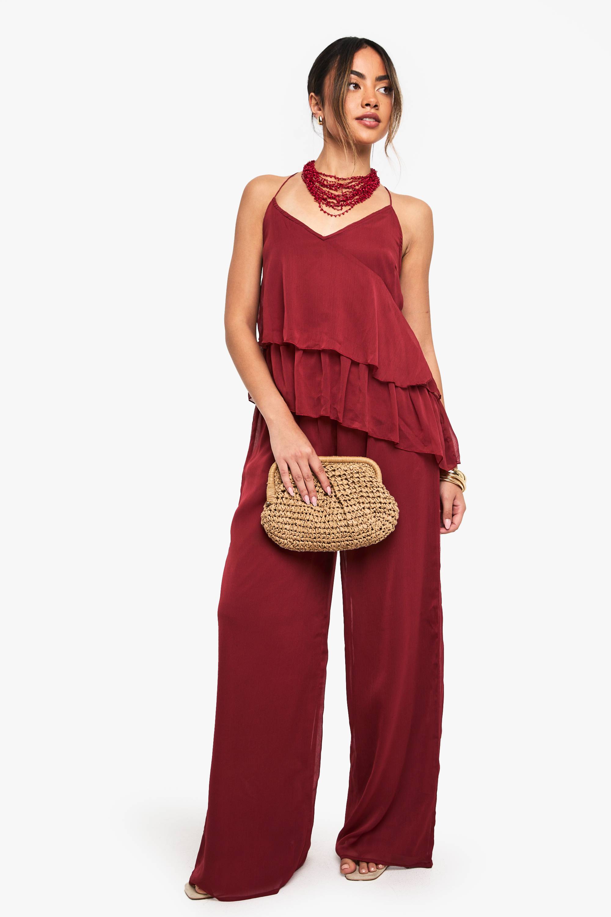 boohoo Cami en chiffon à double ourlet flottant