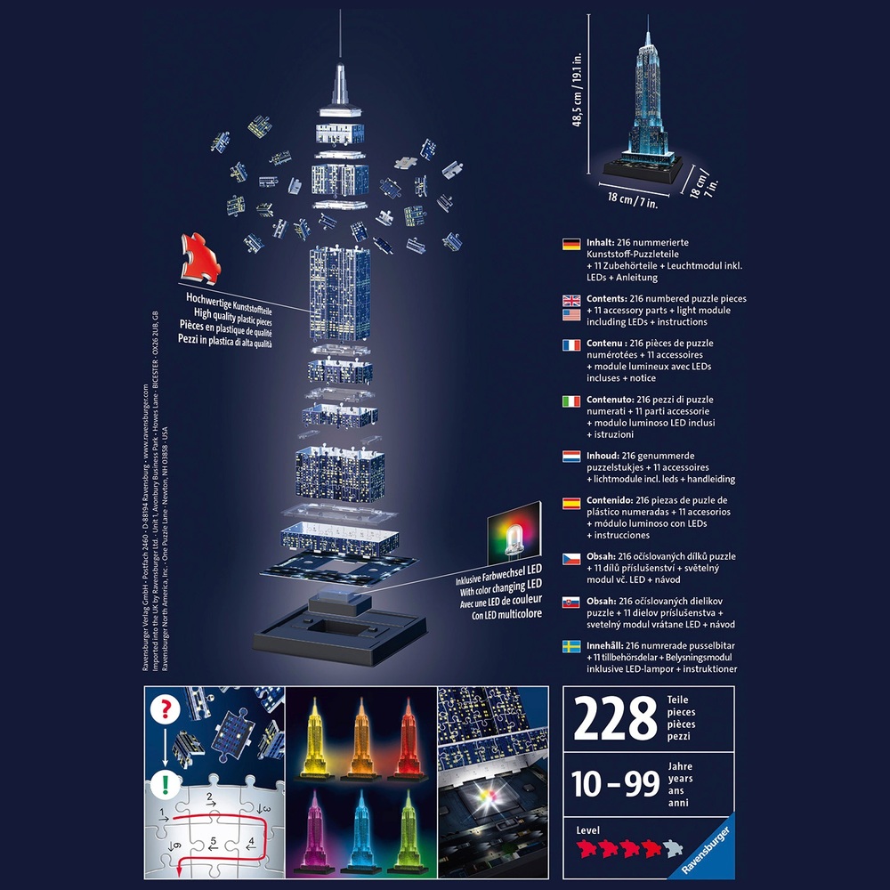Ravensburger Empire State Building Nachtedition 216-teiliges 3D-Puzzle
