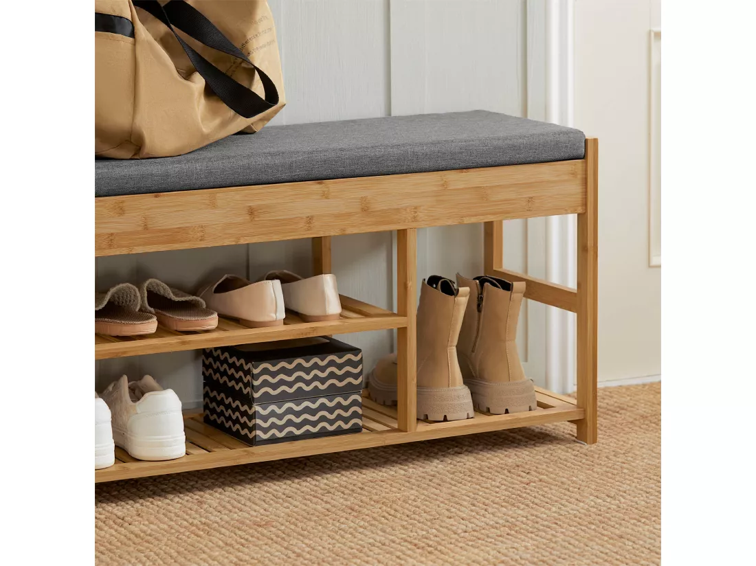 Étagère à Chaussures avec tiroirs Latéraux, Banquette Siège pour chausser, FSR47-N
