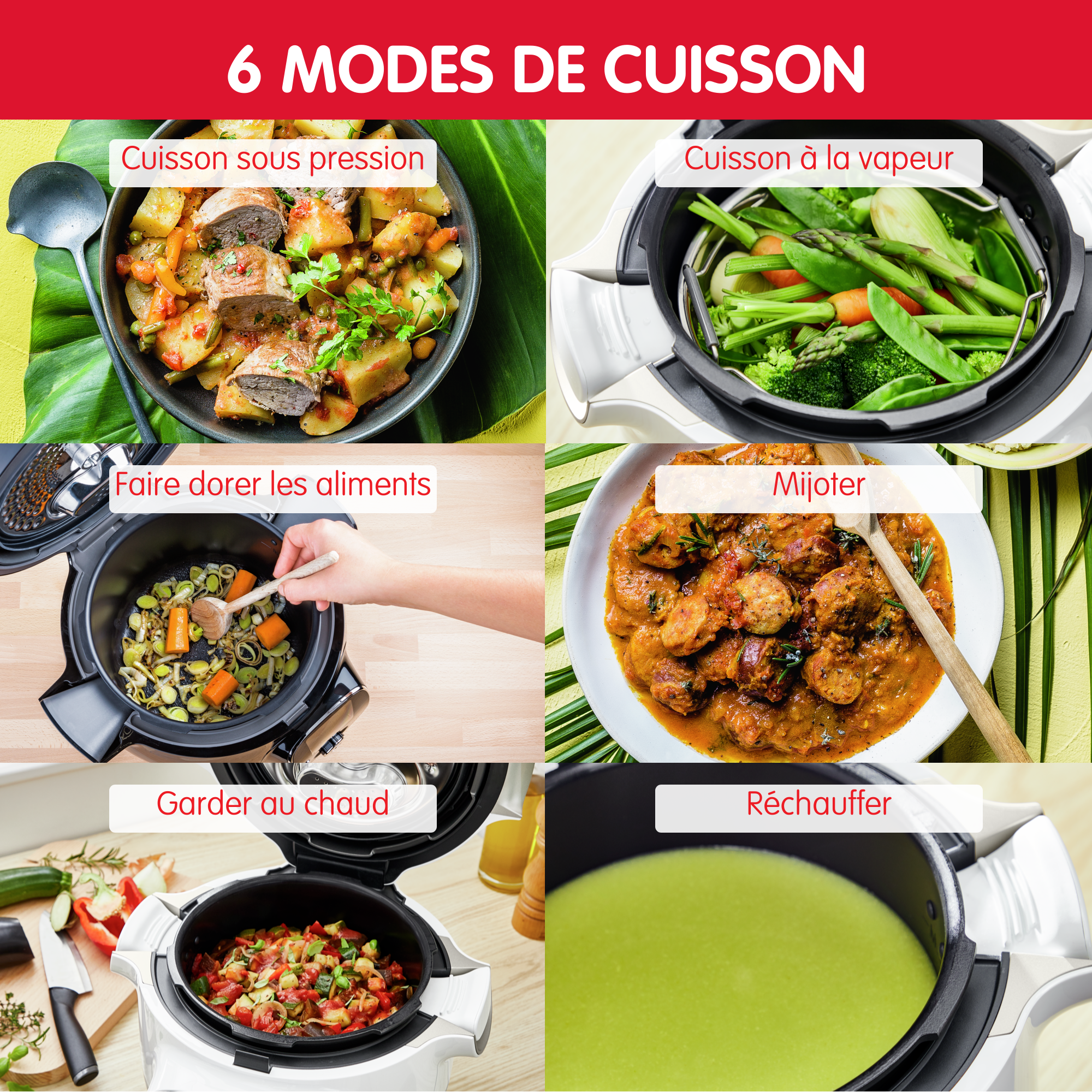 Cookeo+ Connect 200 recettes Rouge, avec éplucheur inclus