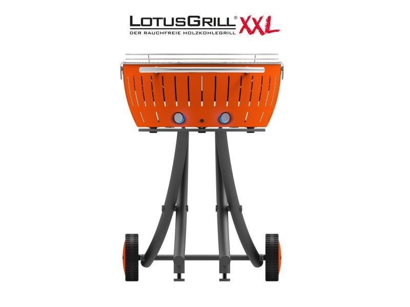 LotusGrill Holzkohlegrill XXL Mandarinorange Rauchfreier Holzkohle-Grill für Garten und Balkon