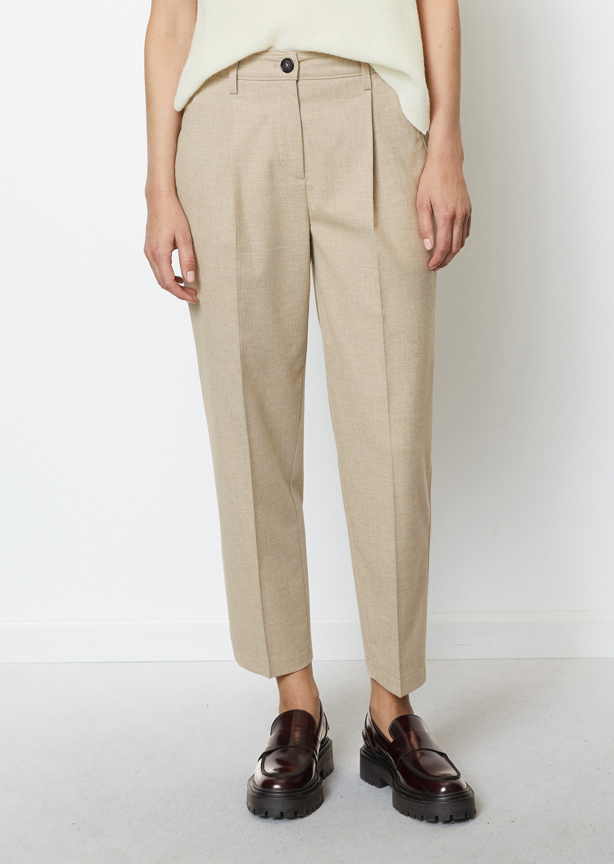 Feingemusterte Flanell-Chino tapered mit reycelten Materialien
