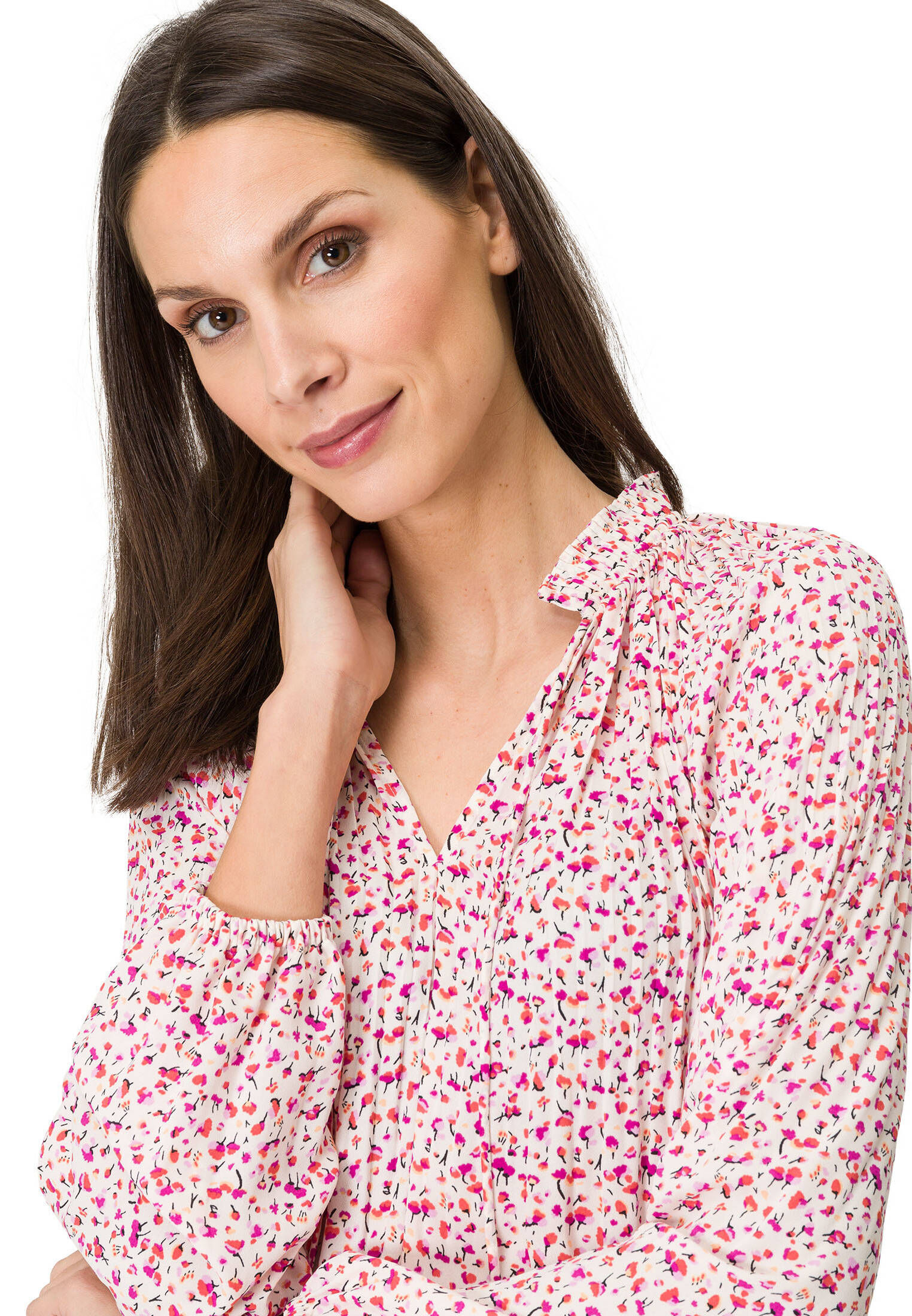 zero| Damen Plissee Bluse mit Blumen